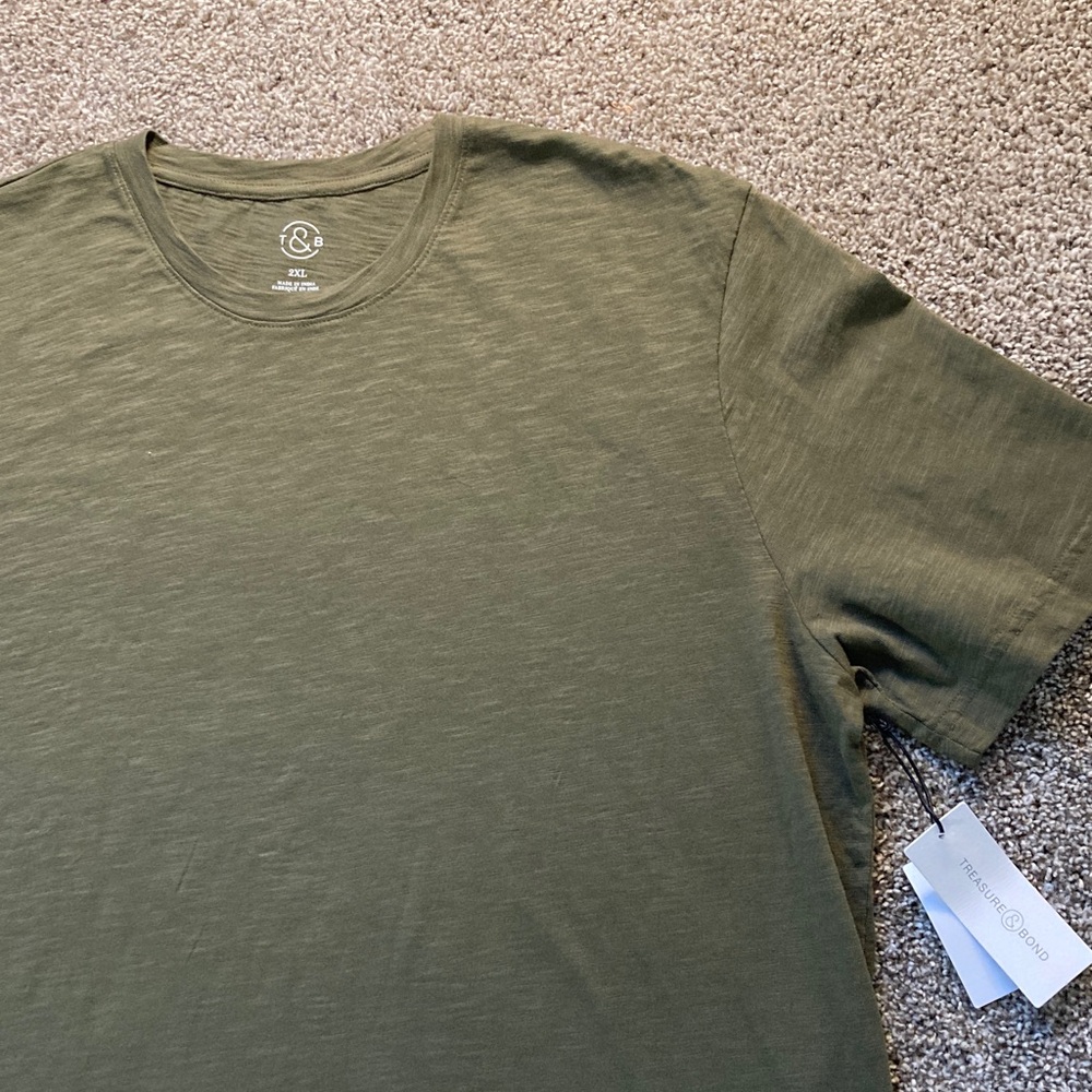NWT Treasure & Bond Olive Green Cotton crewneck Tee Basic Essentials sz 2XL